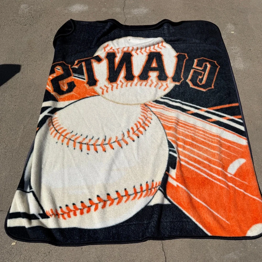 MLB San Francisco Giants Plush Fleece Throw Blanket Baseball Graphic 51x58